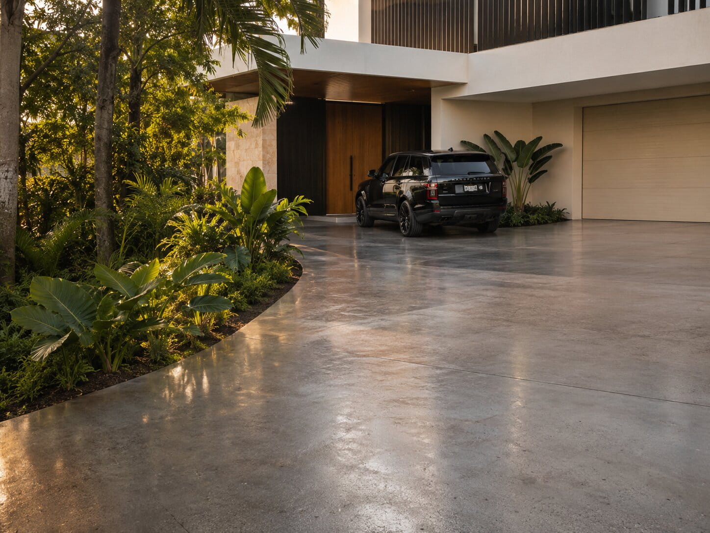 Polished concrete driveway and floor finish in Brisbane