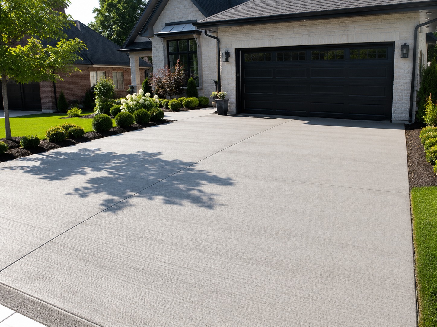 Broom finish concrete driveway