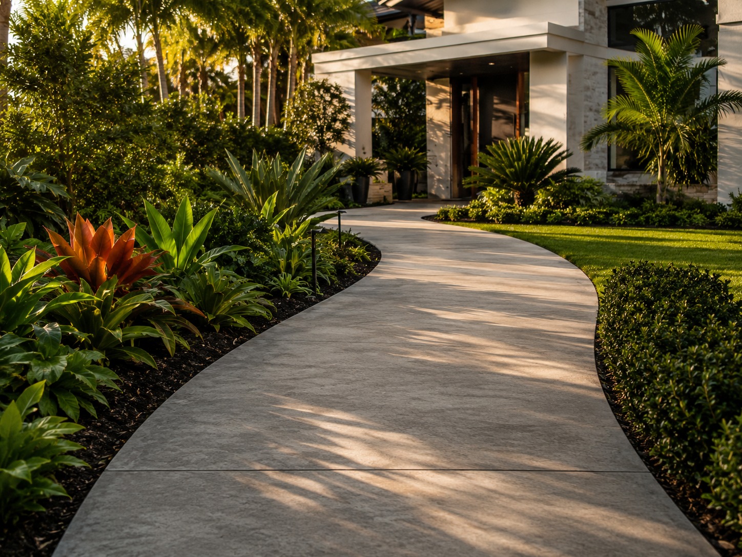 Concrete garden edging beside a Brisbane pathway