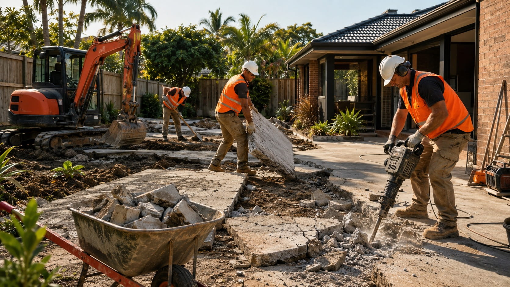 Concrete slab removal Brisbane driveway preparation for new concrete