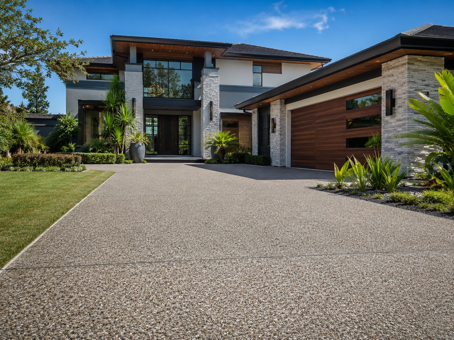 Exposed aggregate concrete driveway in Brisbane