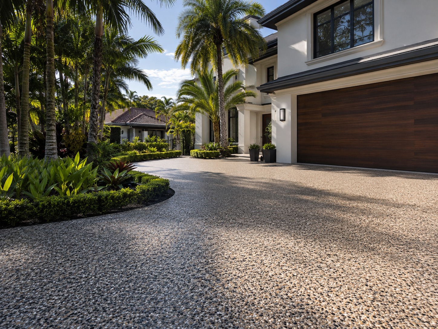 Exposed aggregate concrete driveway finish in Brisbane