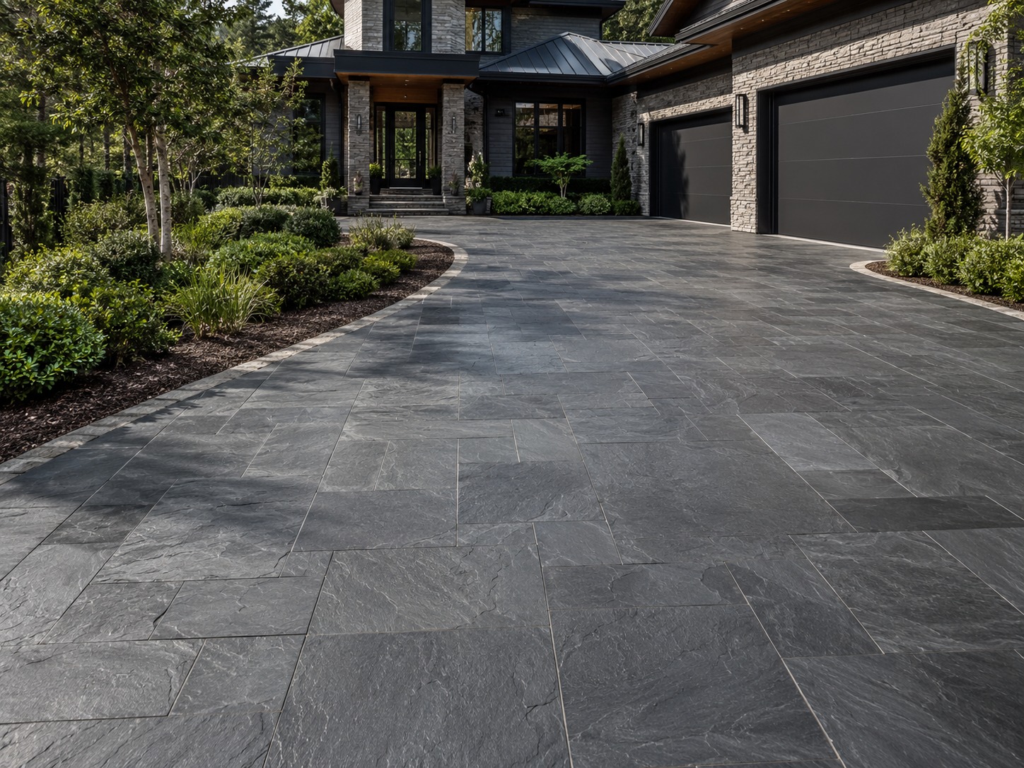 Slate look concrete overlay finish