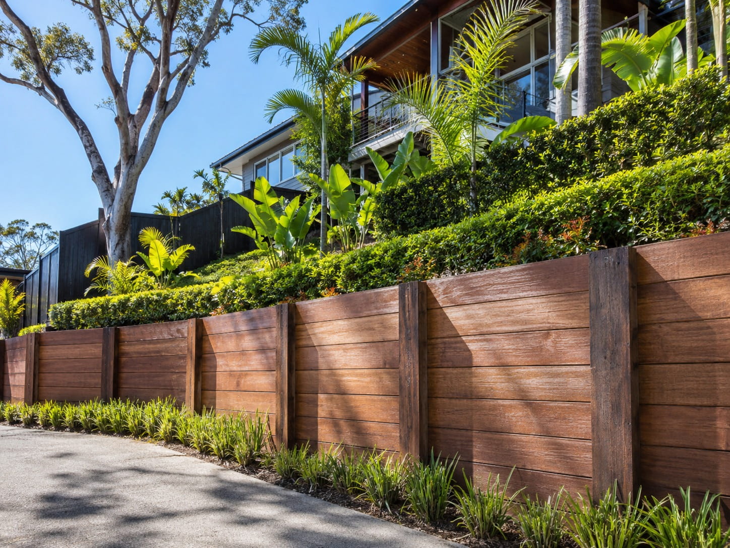 Timber sleeper retaining wall